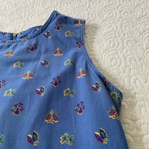 A.M.I. Vintage Blue Floral Sheath Dress Sleeveless Cotton Knee Length Size XL - Picture 6 of 12